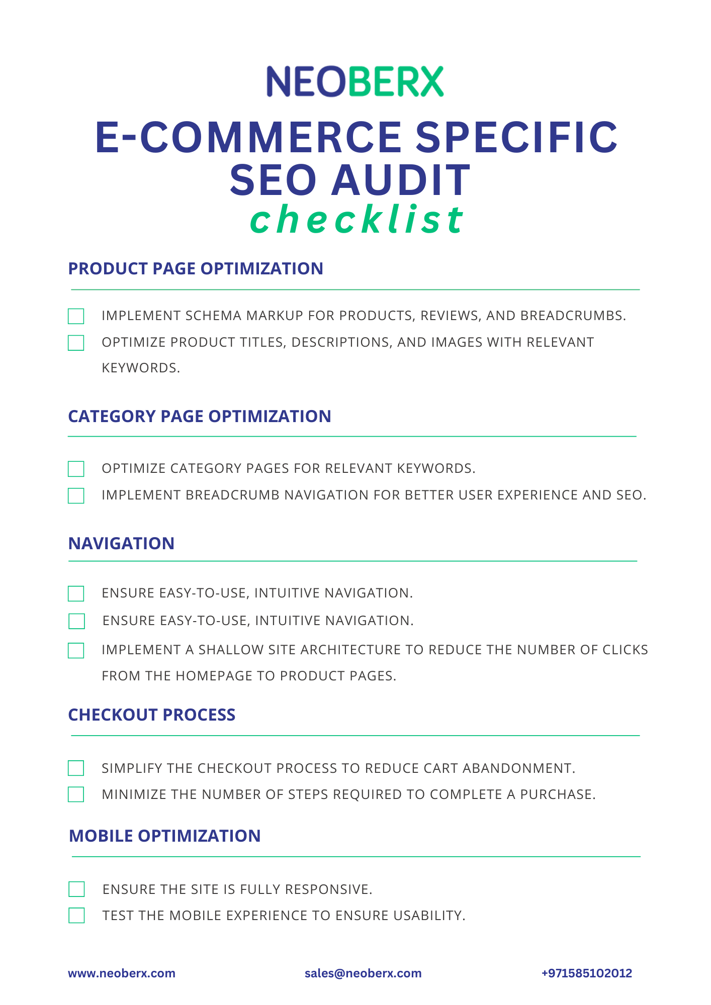 eCommerce Specification SEO Audit for Improve Conversion Rate